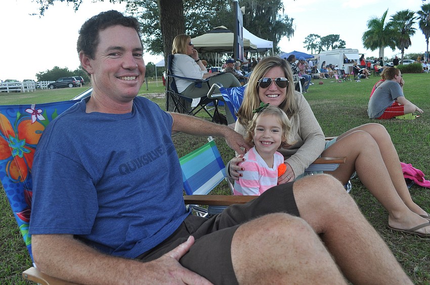 James Trichter, a new member of the Sarasota International Cricket Club, with his daughter, Adelaide, and wife, Mary
