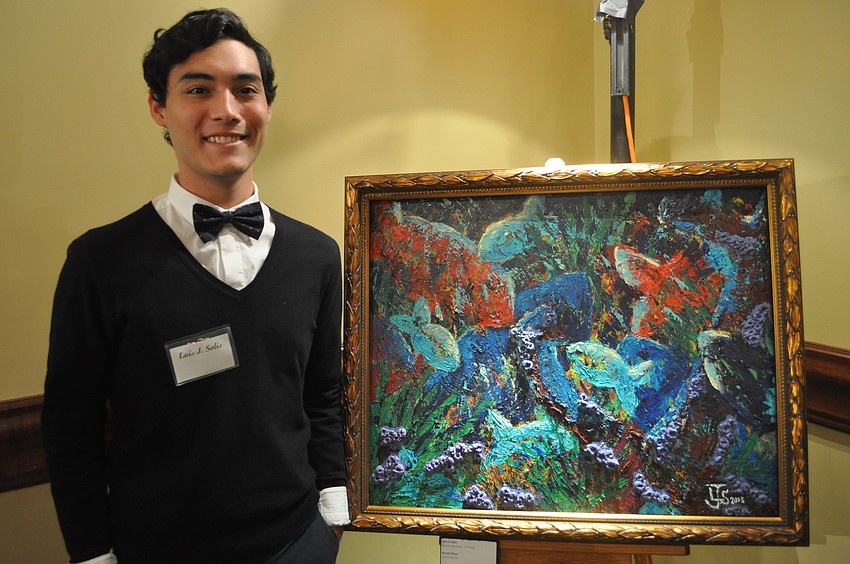 Luis Solis, a junior at Palmetto High School, showed his acrylic painting, â€œOcean Floor.â€