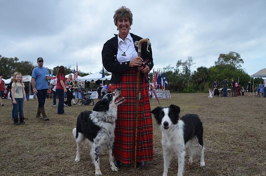 Judith Kelly with her border collies, Gylen and Tucker.