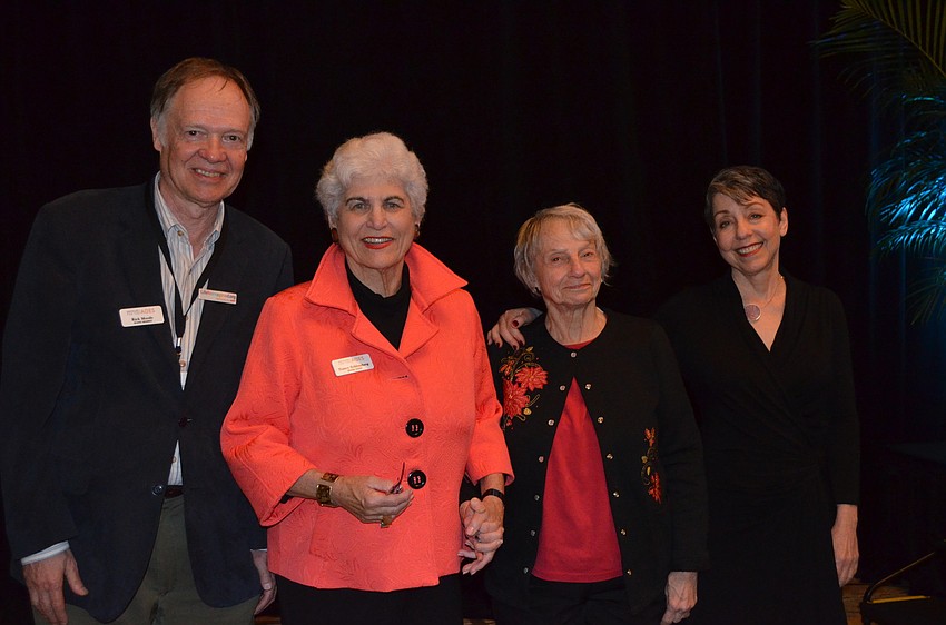 AARP Director of Academic Affairs Rick Moody, Institute for the Ages Board Chair Nancy Schlossberg, public radio producer Connie Goldman and Ina Jaffe