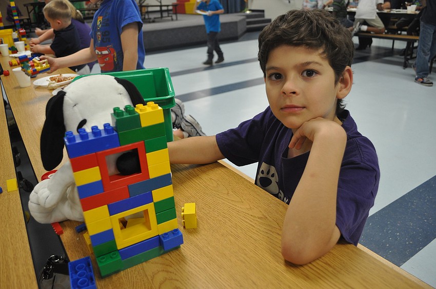 Max Piantanida, a second grader, built a home for his Snoopy stuffed animal.