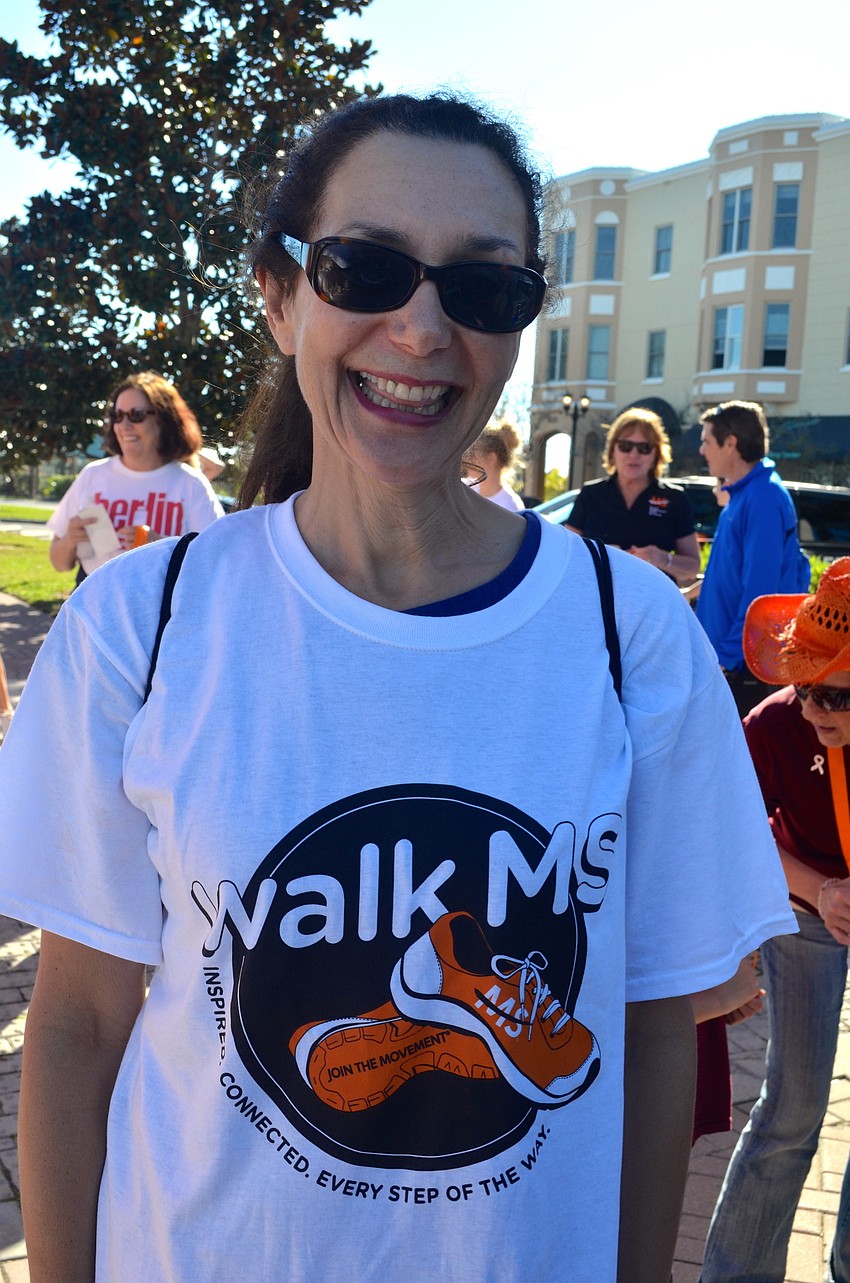 Nancy Lepp spends a minute in the shade.