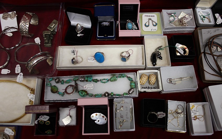 Stylish sterling silver jewelry and colorful stones were on display.