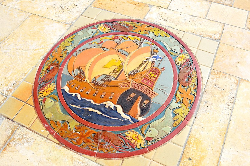 This colorful tilework attracted attention on the patio.