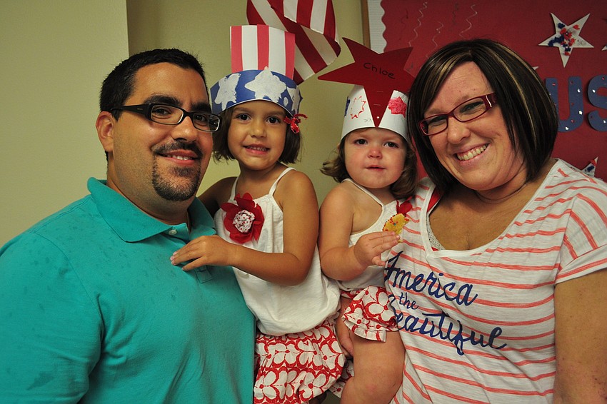 Nick and Keri Rowe came to watch their children, Audrey, 4, and Chloe, 2.