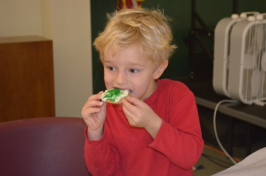 Skyler Mattern tries his cookie.