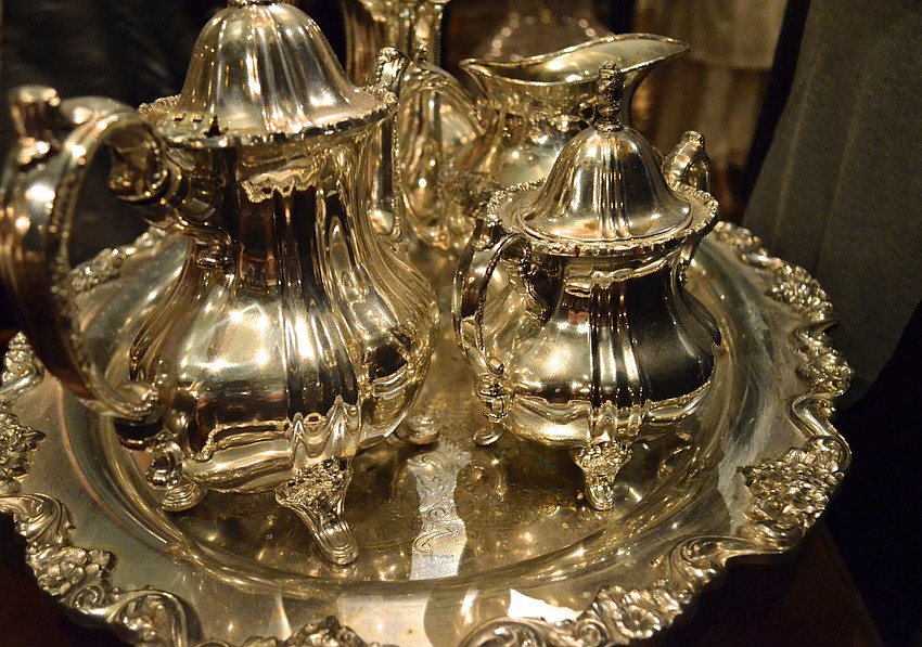 An antique silver tea set was also from Mara Routhâ€™s personal collection.