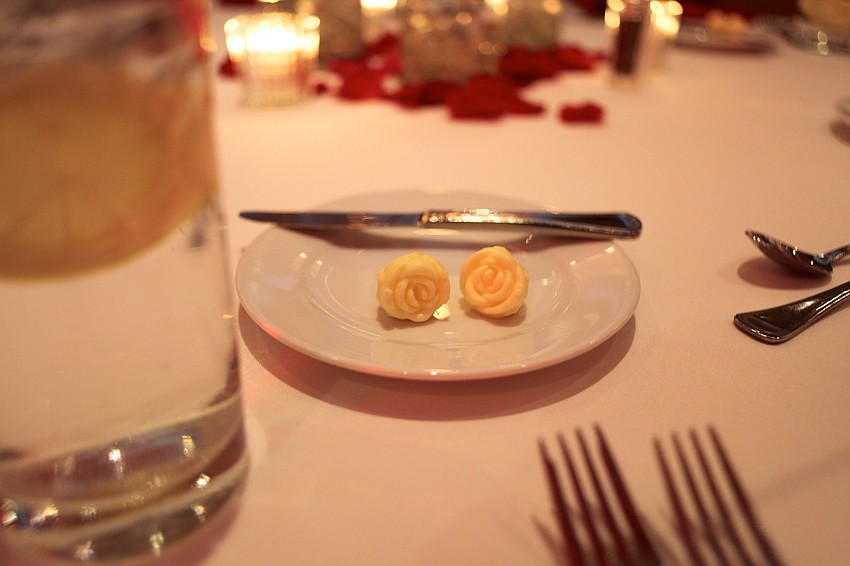 Even the butter reflected the nightâ€™s theme of roses.