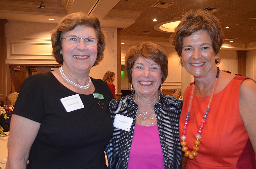 Girls Scouts of Gulfcoast Florida CEO Susan Stewart with Sue Seiter, from SOS Consulting, and Claudia Cardillo, Library Foundation for Sarasota County board member