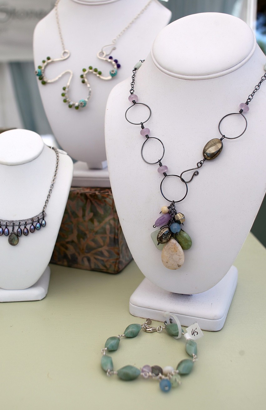 Handmade necklaces, earrings and bracelets were sold at Creatively Stoned.