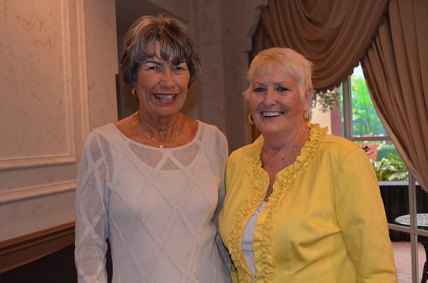 Chairman of the fashion show, Joan Mangan, with President Lynda Fischer