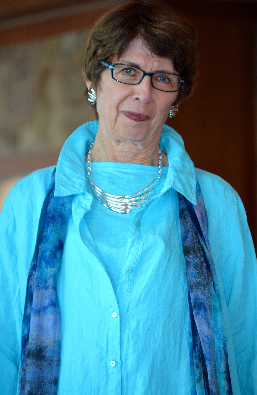Elizabeth Riedinger models a crisp blue outfit during the show.
