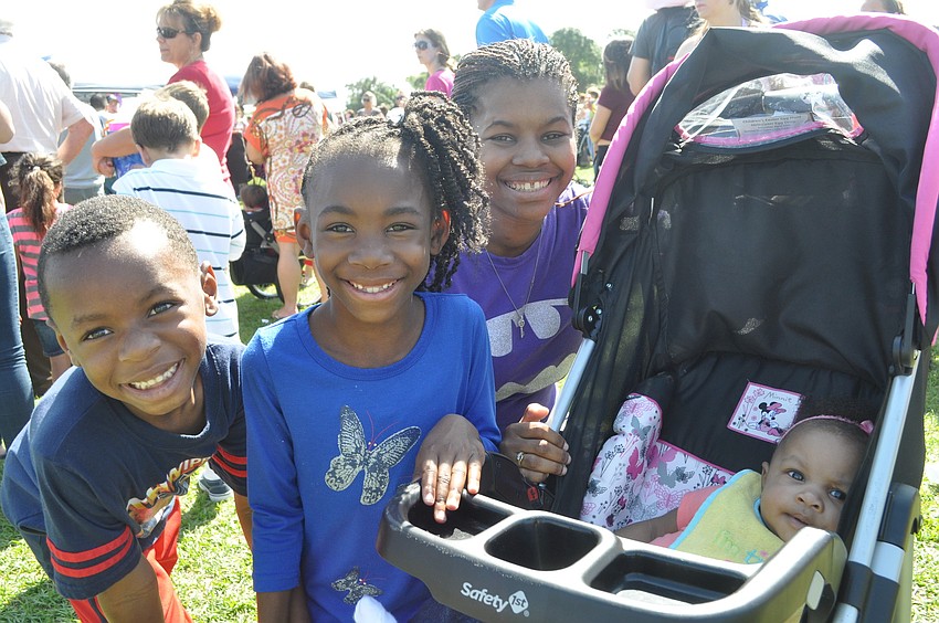 Tremaine Christmas, 5, Aniya Holley, 6, Patrycia Christmas and five-month-old Jenesys Christmas