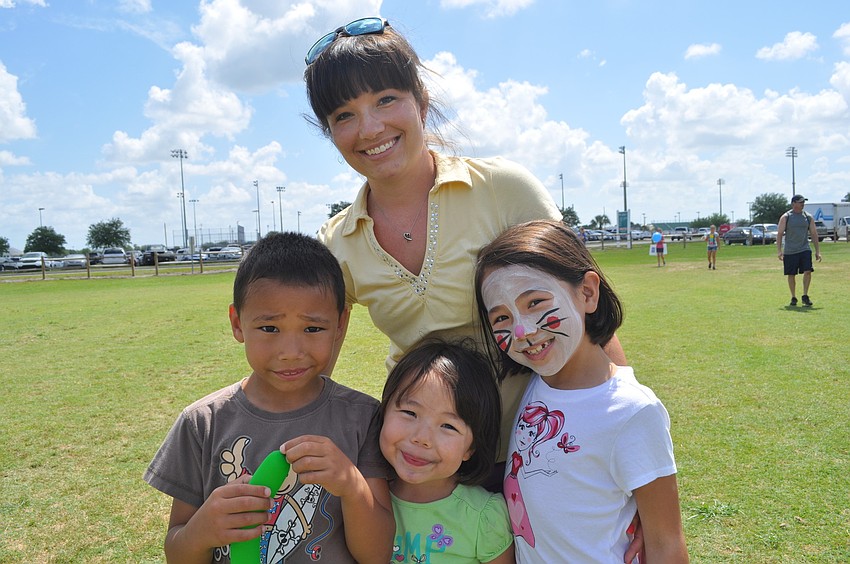Dionne Chang with her children, Hudson, 7, Brielle, 4, and Lucy, 8