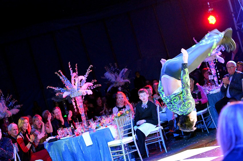 Following the dinner catered by Michaelâ€™s On East, guests enjoyed thrilling circus entertainment at the 2015 Circus Arts Gala.