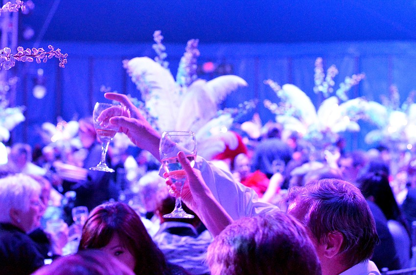 Guests raise a toast to Tana Sandefur at the 2015 Circus Arts Gala.