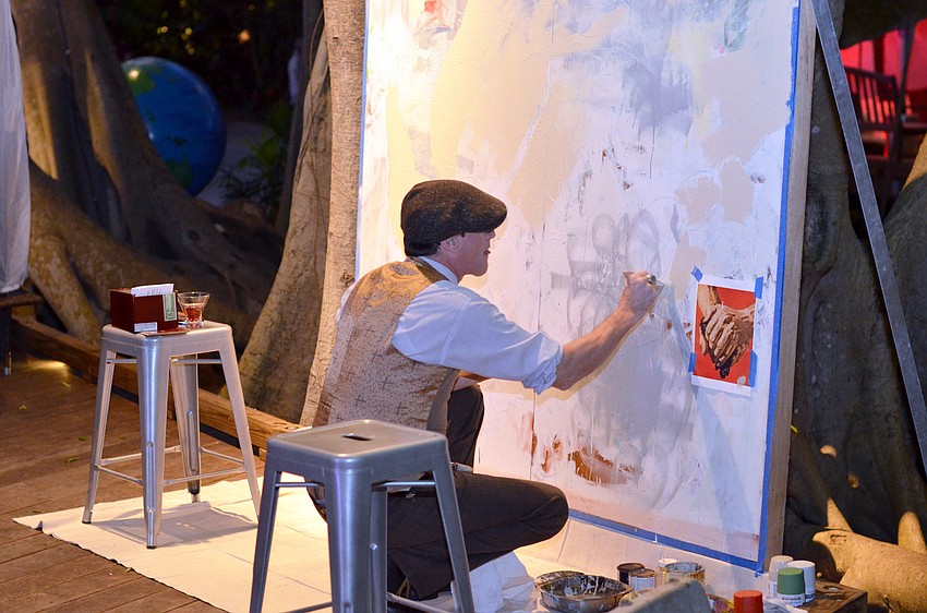 A Ringling artist painted an auction item live at the 2015 Orchid Ball.