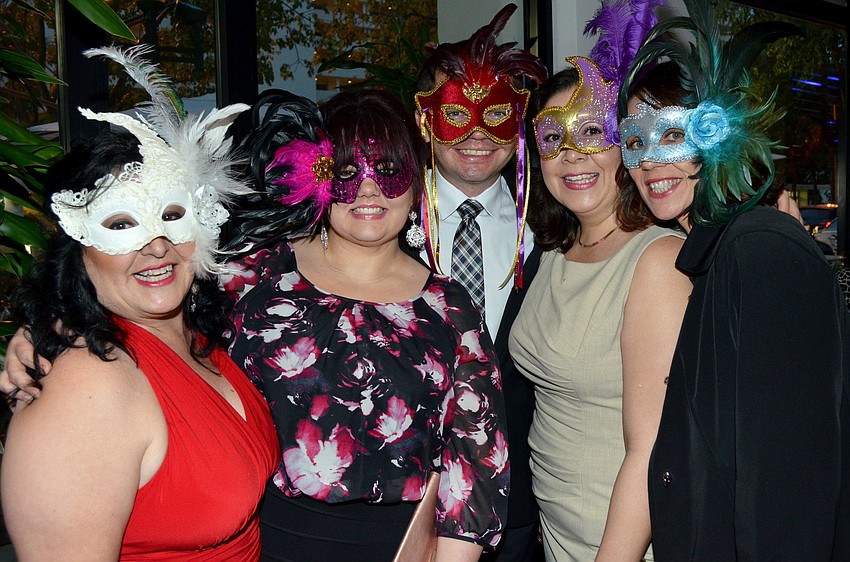 Sara Brinn, Teressa McCoy, Fr. Sebastian Szczawinski, Bianca Goetz and Claudia Moschini