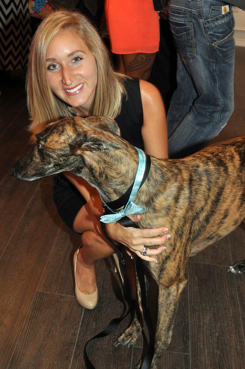 Lauren Miller with her rescue race dog Frankie