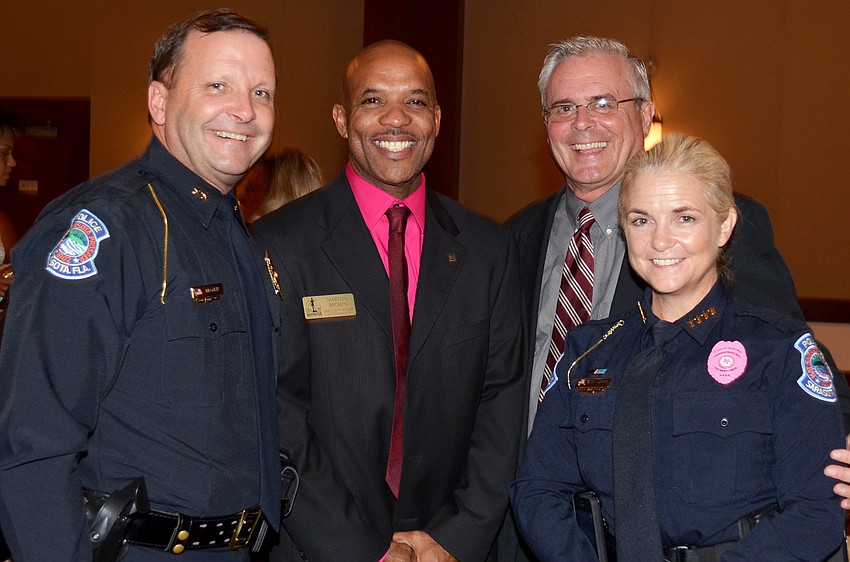 Steve Moyer, Marlon Brown, Danny Bilyeu and Chief of Police Bernadette DiPino