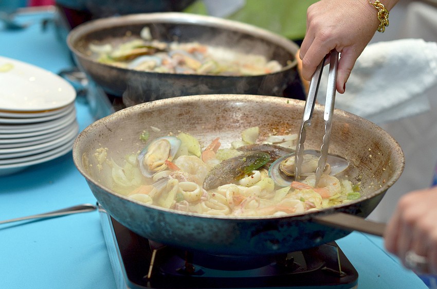 The menuâ€™s first course was a Jamaican Shell Fish Stew.