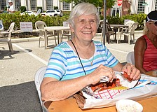 Terri Smith prepares to dig into her lobster dinner.