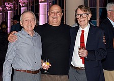 SarasotaMOD Festival Weekend Chairman Carl Abbot, keynote speaker Larry Scarpa and Gene Leedy