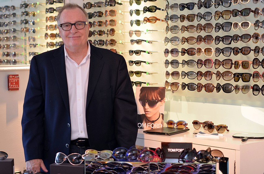 Tom Ford representative Michael Coffy hosting a Tom Ford sunglasses trunk show at L. Boutique.