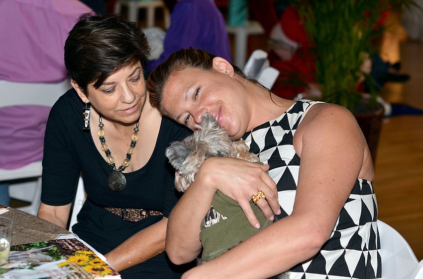 Deb Shuck and Sarah Lamar with Rupert the Yorkshire terrier