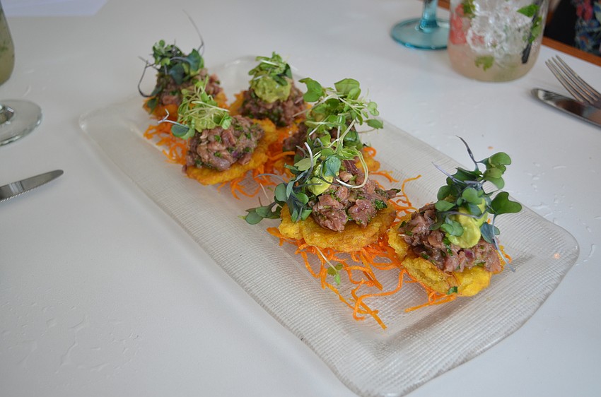Beef Tartar Tostones at Table Creekside