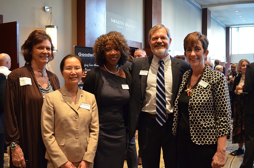 Honorees for Realize Bradenton: Georgia Brown, Mimi Tran, Bridgette Halliburton, Bill Webster and Johnette Isham