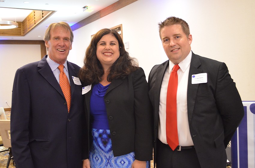 Argus Foundation Executive Director Christine Robinson with featured speakers President of the Board of Directors of the Foundation for Excellence in Education Philip Handy and Vice President of Advocacy J. Alex Kelly.