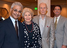 Featured speaker Aaron Jacob, Carol and Mort Siegler and Brad Robbins