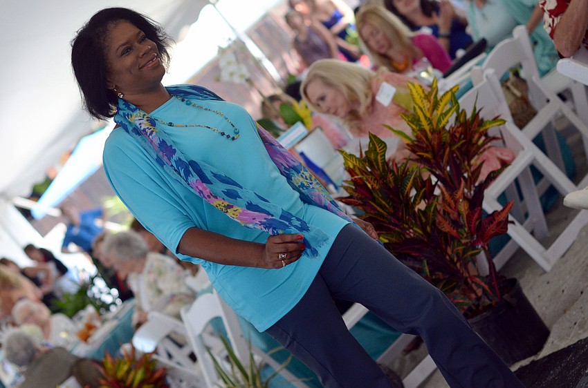 Elma McKay models in the Flip Flops and Fashion luncheon fashion show.