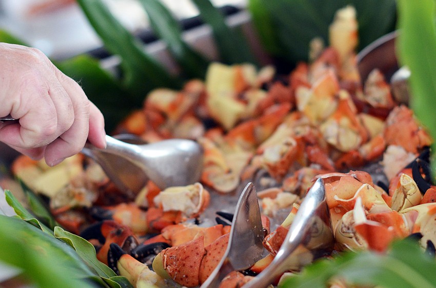 The Chefs at Longboat Key Club presented a variety of culinary offerings, such as stone crab, at the 4th annual Bacchus on the Beach, Bacchanalian Beach Ball.