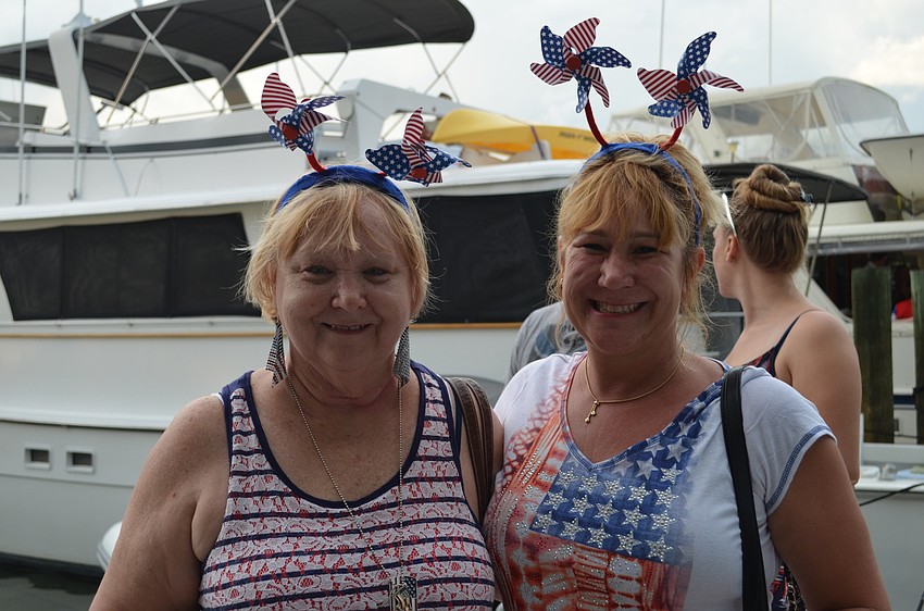 Margie Smith and Katie Burns show off their patriotism.