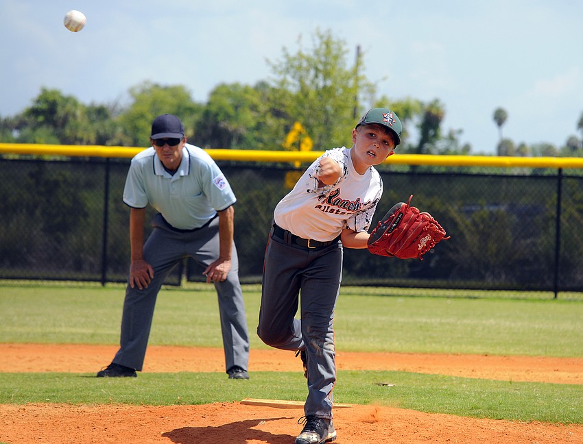 Chase Preston started on the mound for the Lakewood Ranch Little League 9/10 All-Stars versus Palmetto.