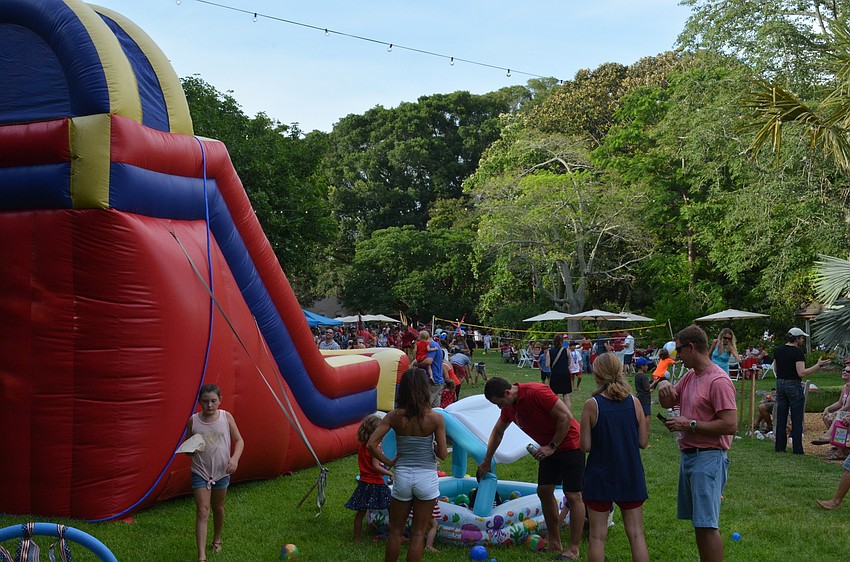 Kids and families enjoyed the inflatable slides and games in the kids garden.