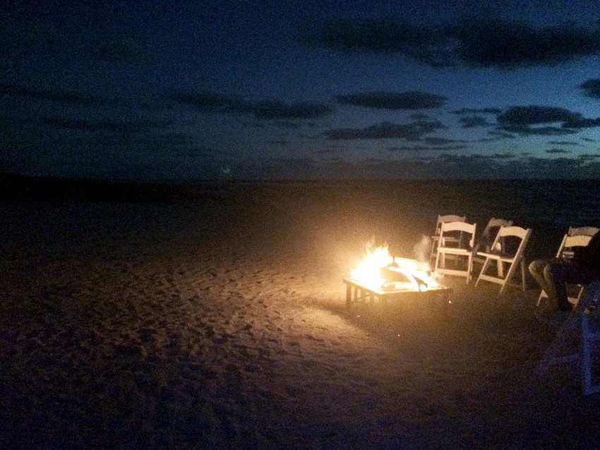 Bonfires were set up outside the tent at Sharky's for the second annual Rockin' Lobster.