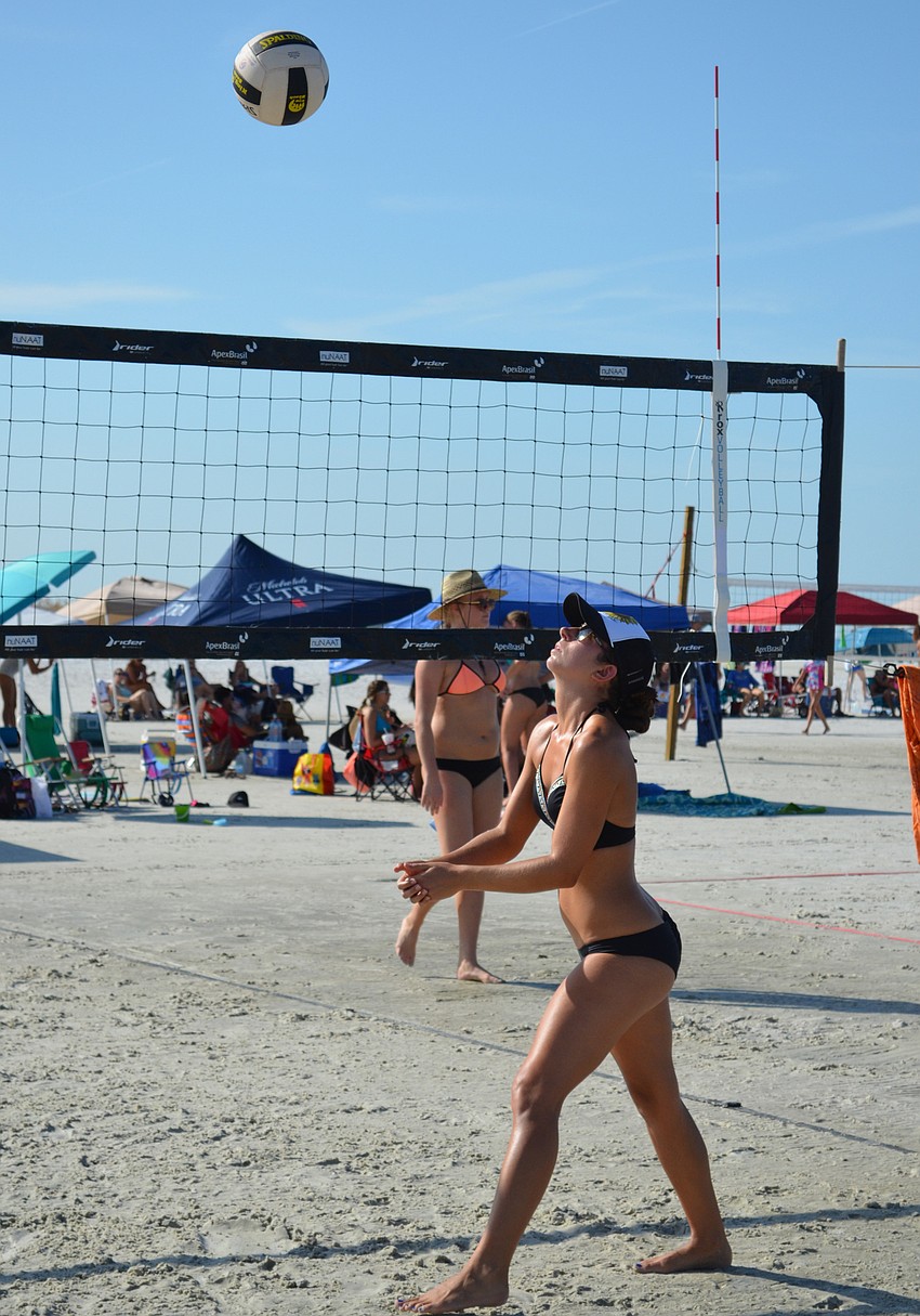 Danielle Hills warms up before her next match.
