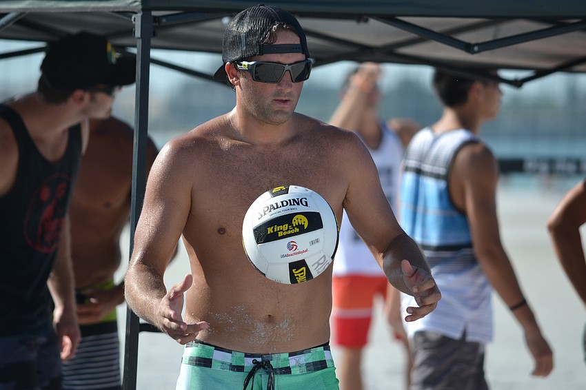 Randy Ristic prepares to serve the ball during a match.