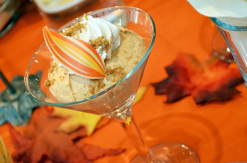 Guest enjoyed a pumpkin dessert at the National Philanthropy Day Luncheon at Michaelâ€™s On East.