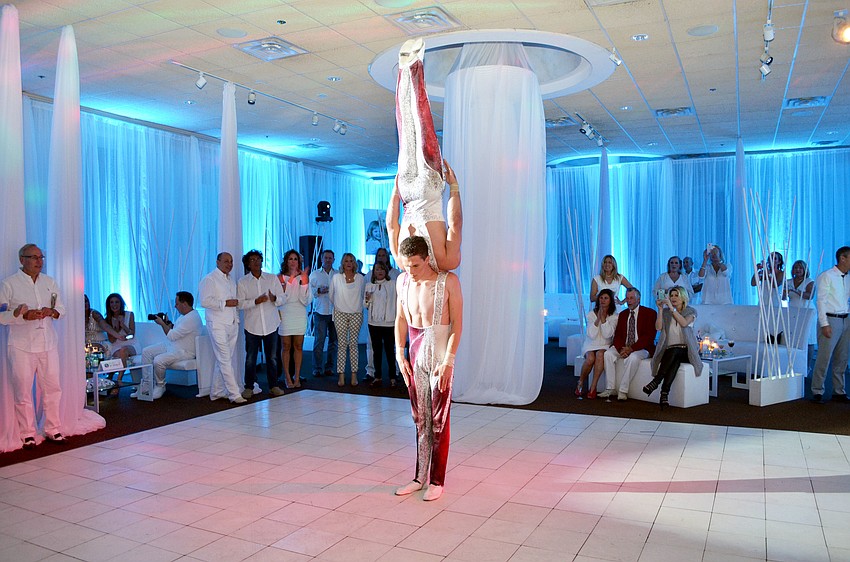 Circus Sarasota performers wowed guests with a strength and balance performance at Wish.