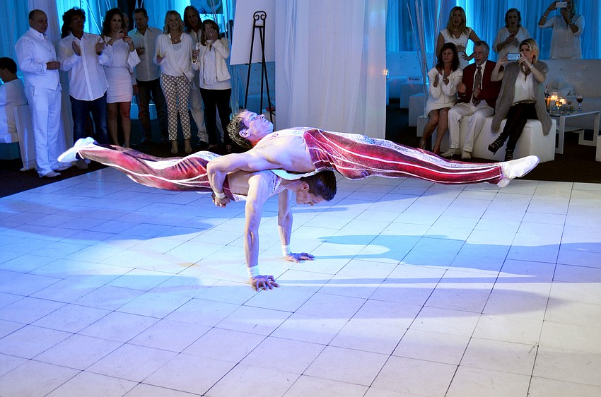 Circus Sarasota performers wowed guests with a strength and balance performance at Wish.