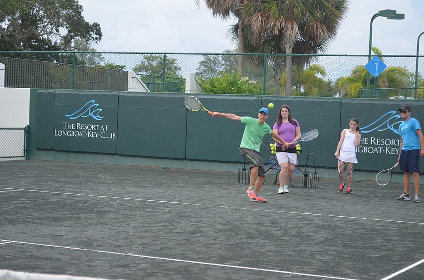 Steve Stanczuk, 14, hits the ball