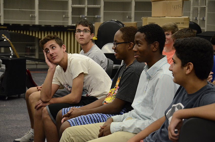 Michael Miller, Lakewood Ranch High School sophomore, listens during a master class session.