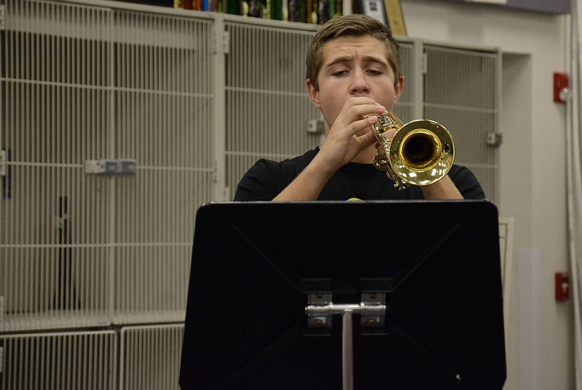 Blake Bennett, Pine View School senior, tries to put intensity into his sound during a master class session.