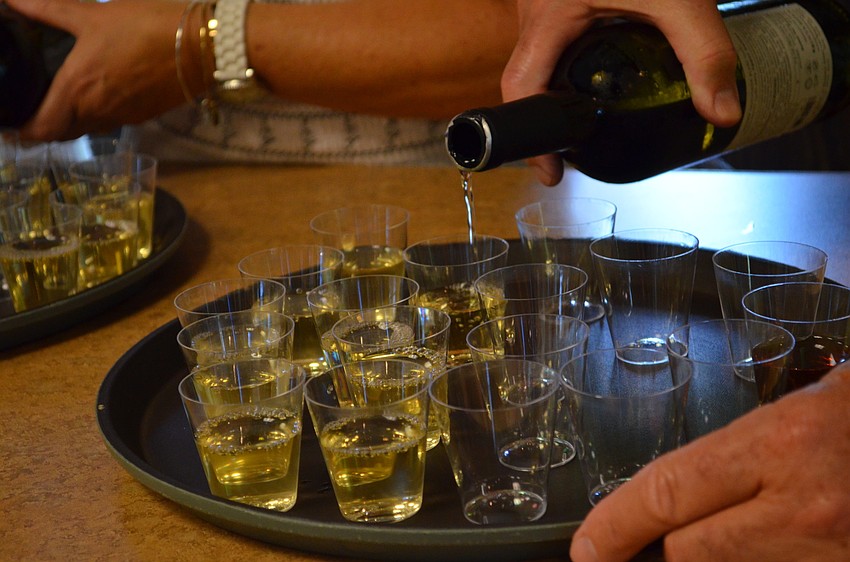 Temple Emanu-El members sampled three wine blends from Israel.