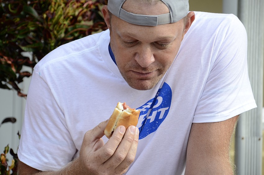 Justin Poppa methodically ate nine hot dogs to win the contest. Poppa said his secret was that he was hungry.