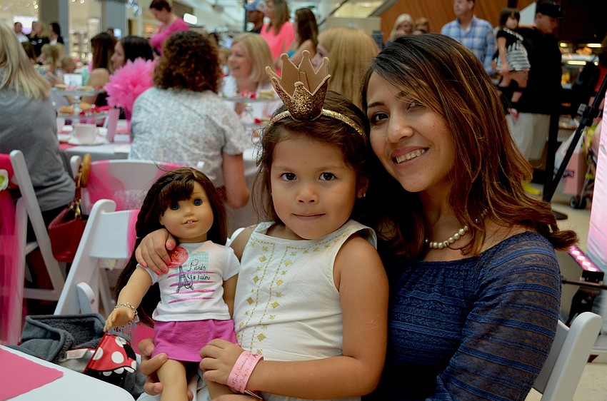Mia and Karina Guerra enjoy a girls day out with American Girl Grace.